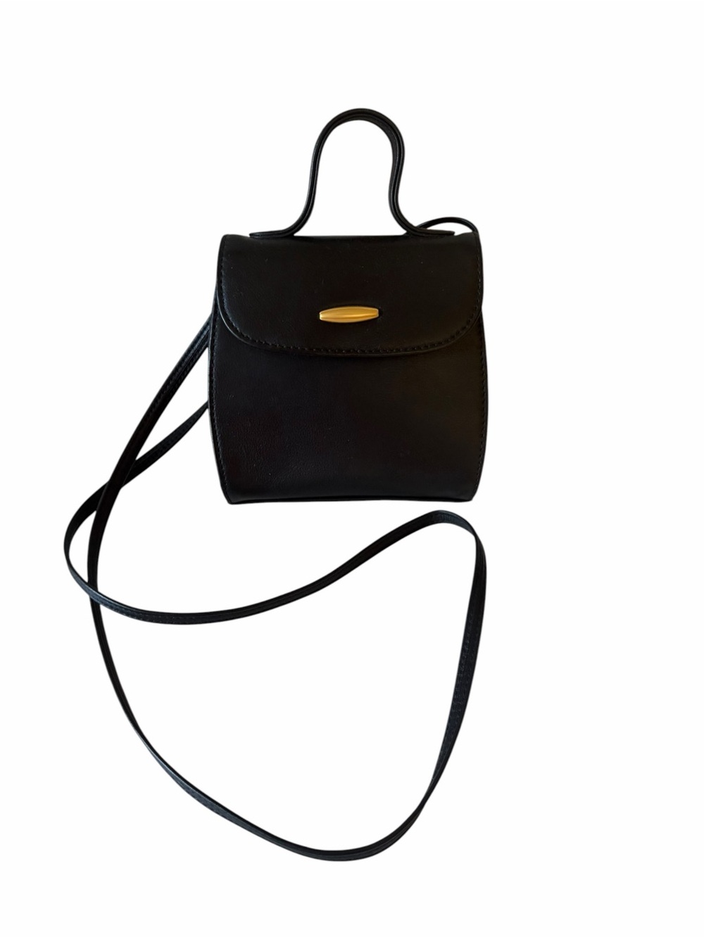 Leather Co Liz Claiborne Black Leather Mini Crossbody Satchel Minimalist Classic